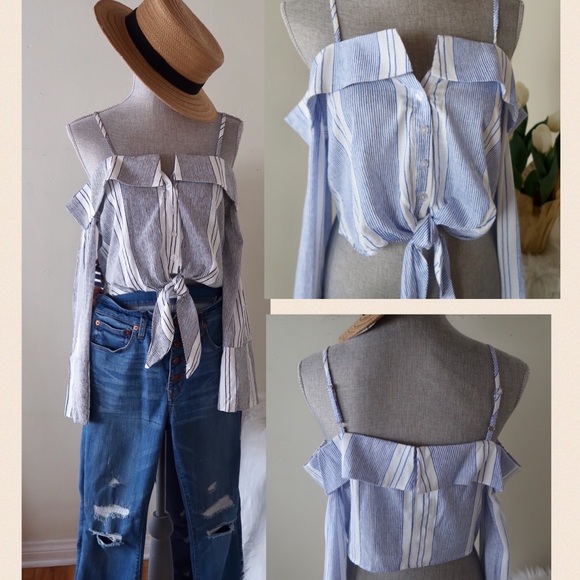 ZOE- Off-Shoulder with Strap Crop Top - Picture 3 of 6